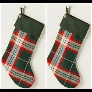 **Set of 2** Hearth & Hand Magnolia Green Tartan Plaid Christmas Stockings